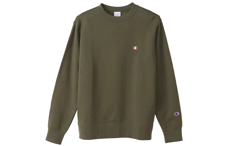 Champion Sweatshirts Unisex Army Green Crew Neck Moderate Regular