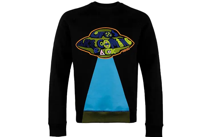 KENZO Sweatshirts Men's Black Crew Neck Moderate Regular