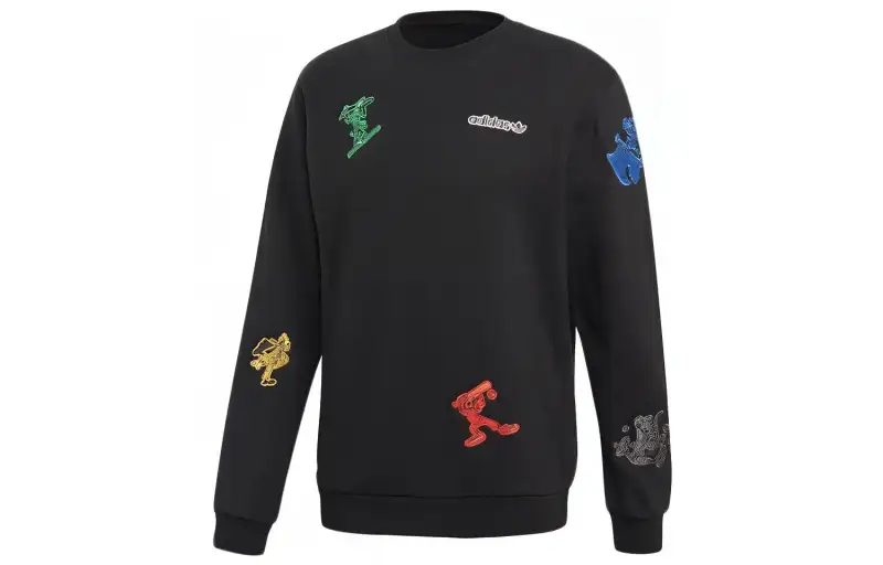 Adidas Originals X Disney Goofy Sweatshirts Unisex Black Crew Neck Moderate