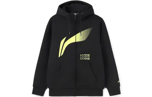 Li Ning Training Series, Fleece Lined Warm Zip Up Sweatshirt Unisex Black