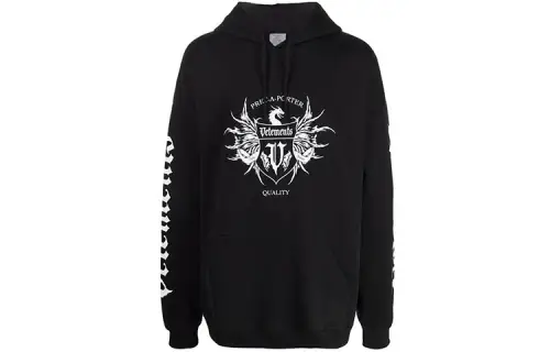 Vetements Sweatshirts Unisex Black Hooded Moderate Regular