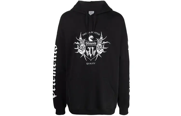 Vetements Sweatshirts Unisex Black Hooded Moderate Regular