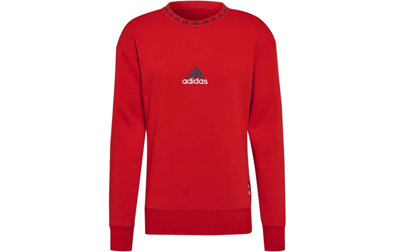 Adidas Sweatshirts Men's Red Crew Neck Moderate Regular