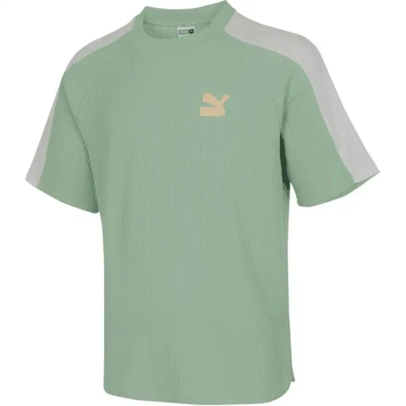 PUMA T Shirts Unisex Green Crew Neck Moderate
