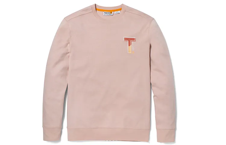 Timberland Sweatshirts Men's Light Pink Crew Neck Moderate Regular