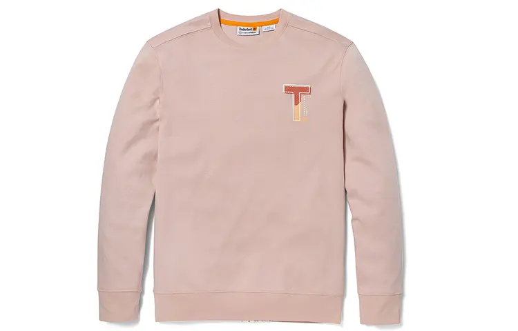 Timberland Sweatshirts Men's Light Pink Crew Neck Moderate Regular