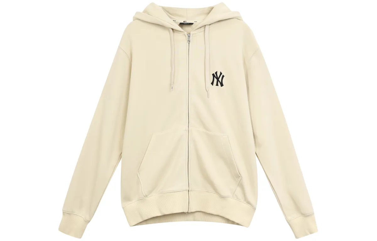 MLB New York Yankees Sweatshirts Unisex Ecru Hooded Moderate Straight Fit