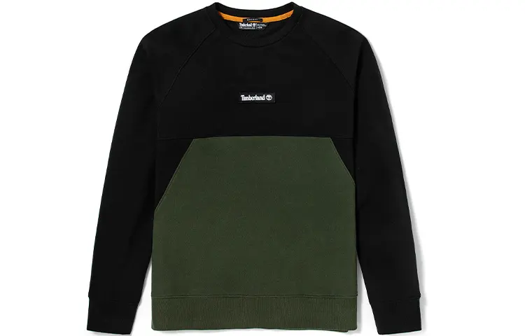 Timberland Sweatshirts Men's Black Green Crew Neck Thickened Regular