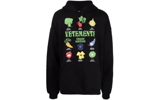 Vetements Sweatshirts Unisex Black Hooded Moderate Regular