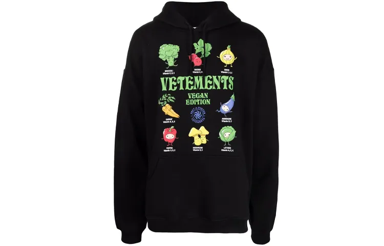 Vetements Sweatshirts Unisex Black Hooded Moderate Regular
