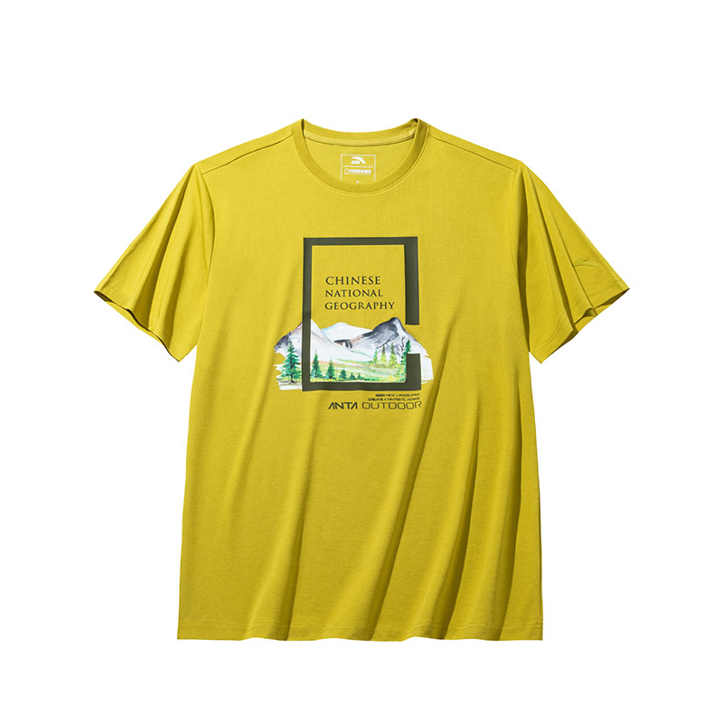 Anta Anta x National Geographic (National Geographic) joint model outdoor series comfortable round neck printed versatile short-sleeved T-shirt men's earthy brown