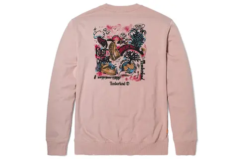 Timberland Sweatshirts Unisex Light Pink Crew Neck Moderate Regular