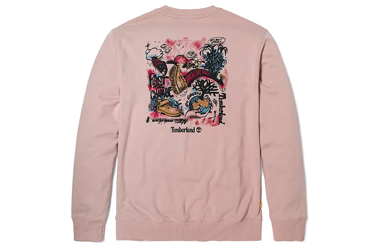 Timberland Sweatshirts Unisex Light Pink Crew Neck Moderate Regular