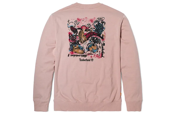 Timberland Sweatshirts Unisex Light Pink Crew Neck Moderate Regular