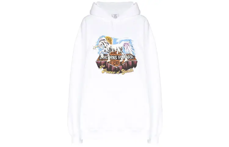 Vetements Sweatshirts Men's White Hooded Moderate Regular