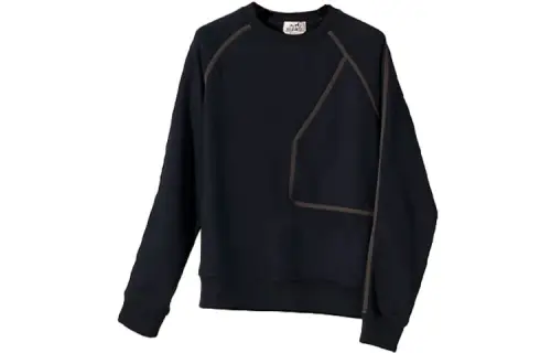 HERMES Sweatshirts Men's Dark Blue Crew Neck Moderate Regular