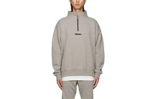 Fear Of God Essentials Dinosaur Series Sweatshirts Men's Gray Stand Collar Moderate Regular