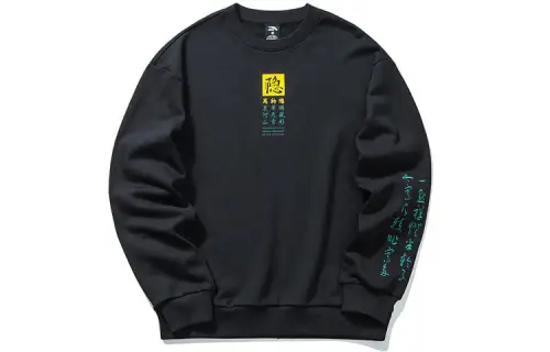 ANTA Life Collection Sweatshirts Men's Black Crew Neck Moderate Regular