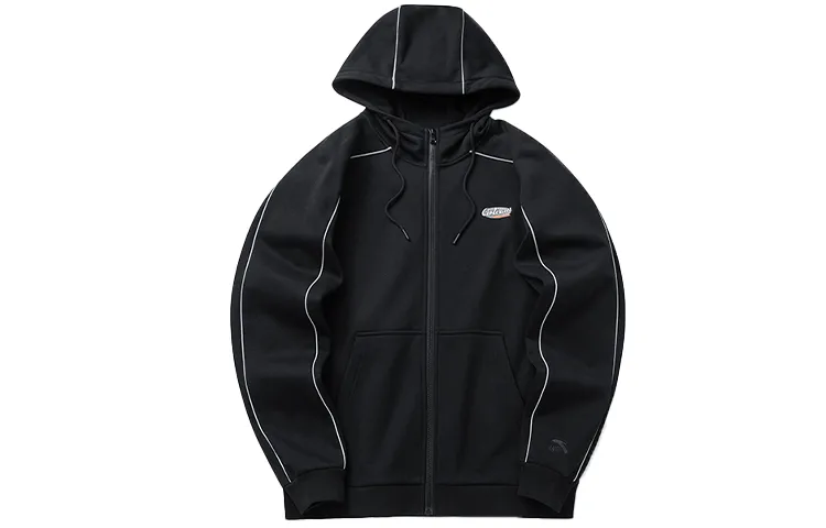ANTA Life Collection Sweatshirts Men's Black Hooded Moderate Cardigan