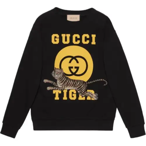 GUCCI Sweatshirts Men's Black Crew Neck Moderate Regular