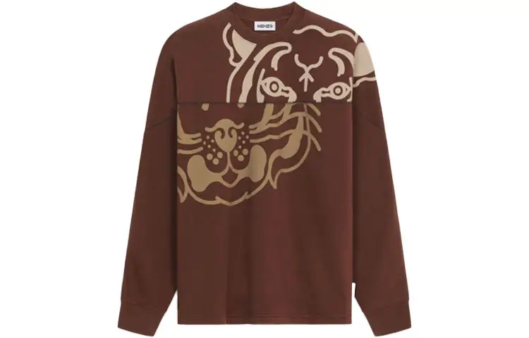 KENZO Sweatshirts Men's Brown Crew Neck Moderate Regular
