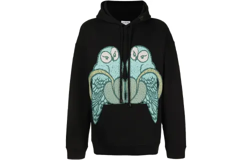 LOEWE Sweatshirts Men's Black Hooded Moderate Regular