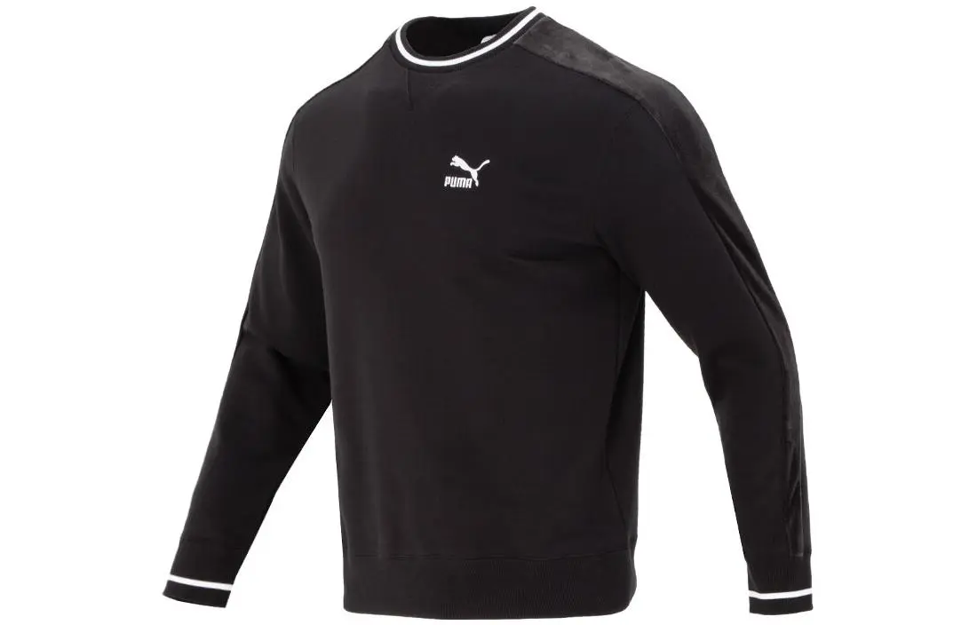 PUMA Sweatshirts Men's Black Crew Neck Moderate Regular
