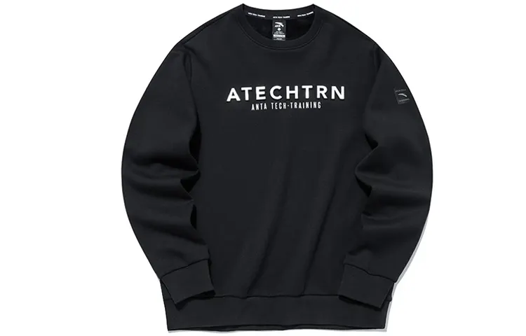 ANTA Variety Training Collection Sweatshirts Men's Black Crew Neck Thickened Regular