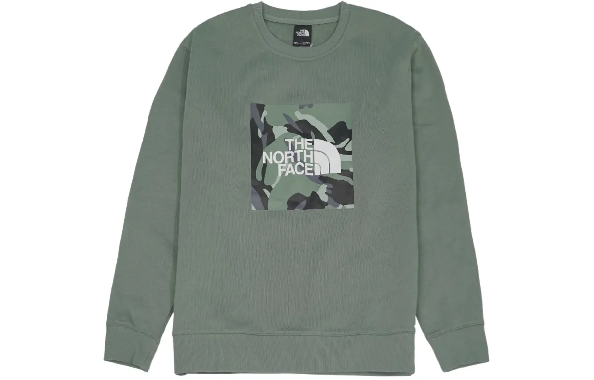 THE NORTH FACE Logo Print Thickened And Fleece Lined Thermal Pullover Sports Sweatshirt Unisex Sapphire Green