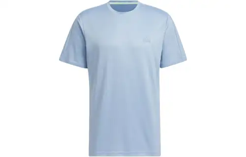 Adidas T Shirts Men's Sky Blue Crew Neck Moderate Straight Fit