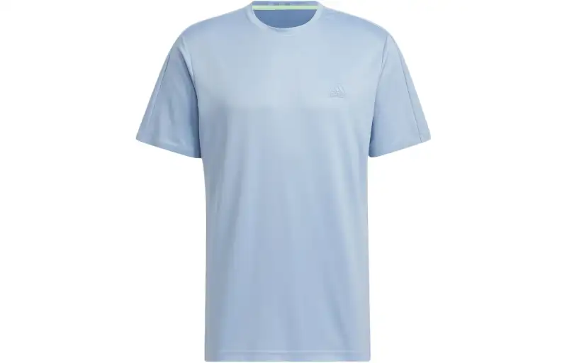 Adidas T Shirts Men's Sky Blue Crew Neck Moderate Straight Fit