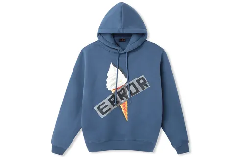 MIND ERROR Sweatshirts Unisex Blue Hooded Thickened Regular
