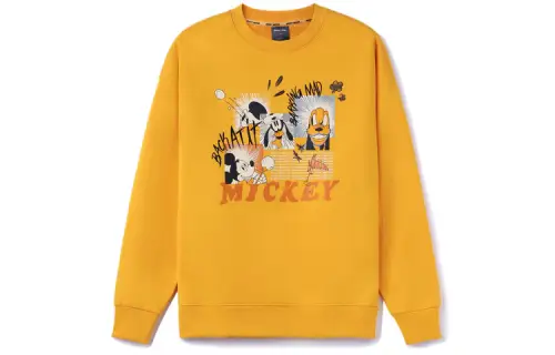 Li Ning X Disney Sweatshirts Unisex Yellow Crew Neck Moderate Regular