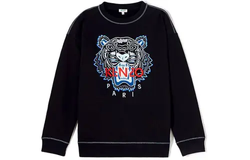 KENZO Sweatshirts Men's Black Crew Neck Moderate Heavyweight