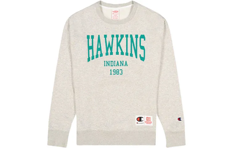 Champion X Stranger Things Sweatshirts Unisex Gray Crew Neck Moderate Regular