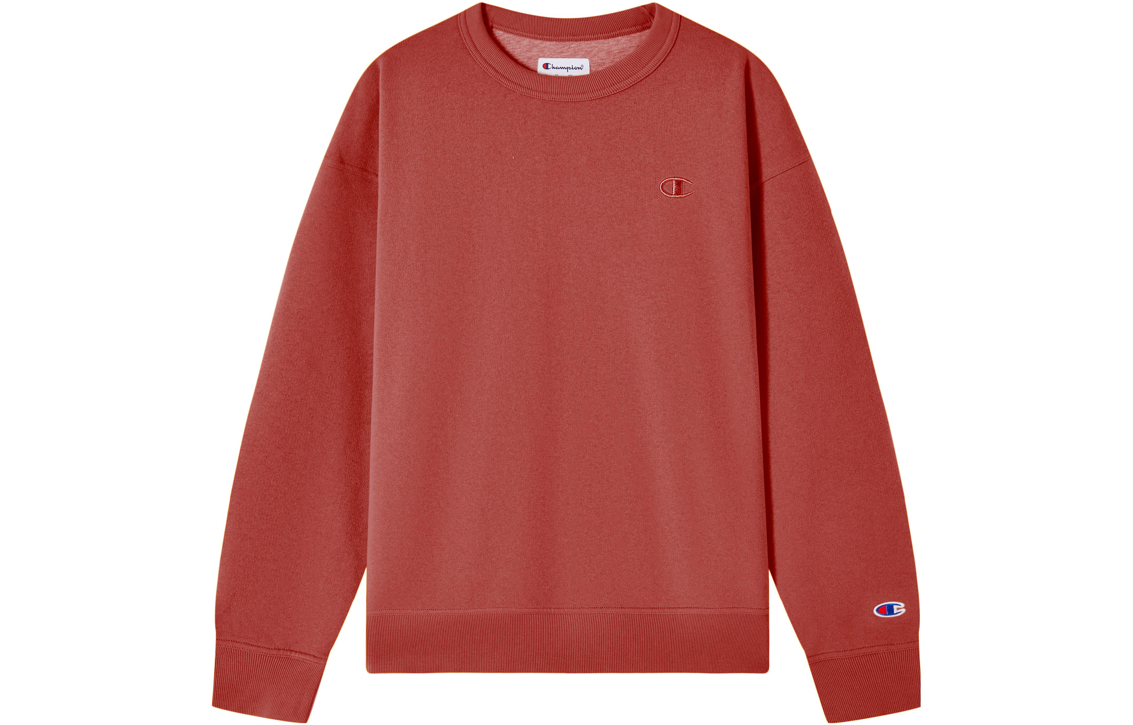 Champion Champions play FW23 Legacy series embroidered small C-Logo fleece pullover plus velvet round neck pullover Maillard solid color simple hoodless sweatshirt US version same style for men and women