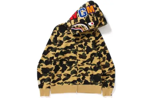 A BATHING APE Shark, camouflage long-sleeve with hood, jacket, sweatshirt for men and women
