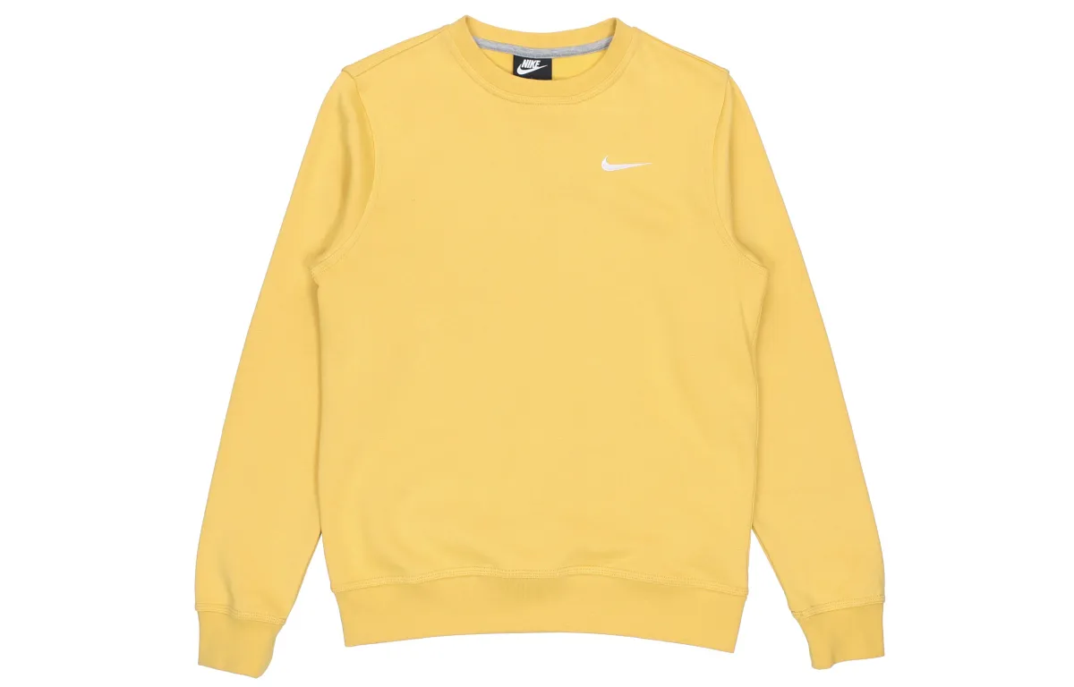 Nike FW21 Solid Color Fleece Lined Thermal Pullover Sweatshirt Men's Yellow