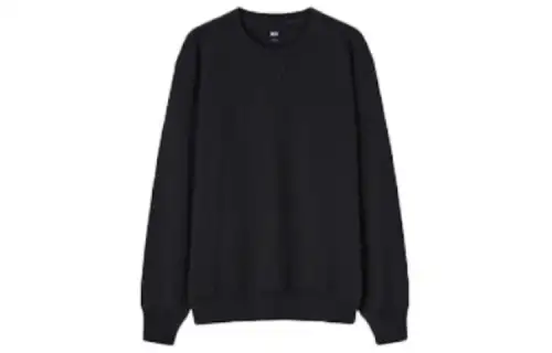 UNIQLO Sweatshirts Unisex Black Crew Neck Moderate Regular