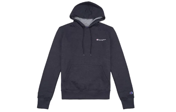Champion Front Small Script Logo Fleece Lined, US Version, Winter Pullover Sweatshirt Unisex Dark Gray
