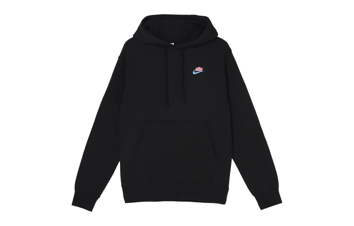 Nike Sportswear Keep It Clean Casual Sports Pullover Fleece Lined Hooded Sweatshirt Men's Black