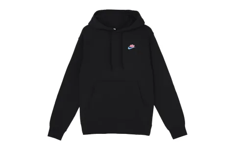 Nike Sportswear Keep It Clean Casual Sports Pullover Fleece Lined Hooded Sweatshirt Men's Black
