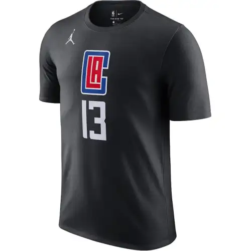 Jordan × NBA joint model Paul George Los Angeles Clippers alphanumeric print round neck short-sleeved T-shirt, same style for men and women, black