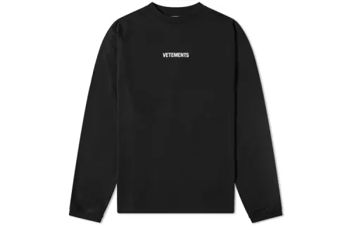 Vetements Sweatshirts Unisex Black Crew Neck Moderate Regular