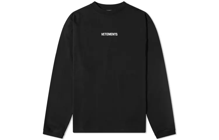 Vetements Sweatshirts Unisex Black Crew Neck Moderate Regular