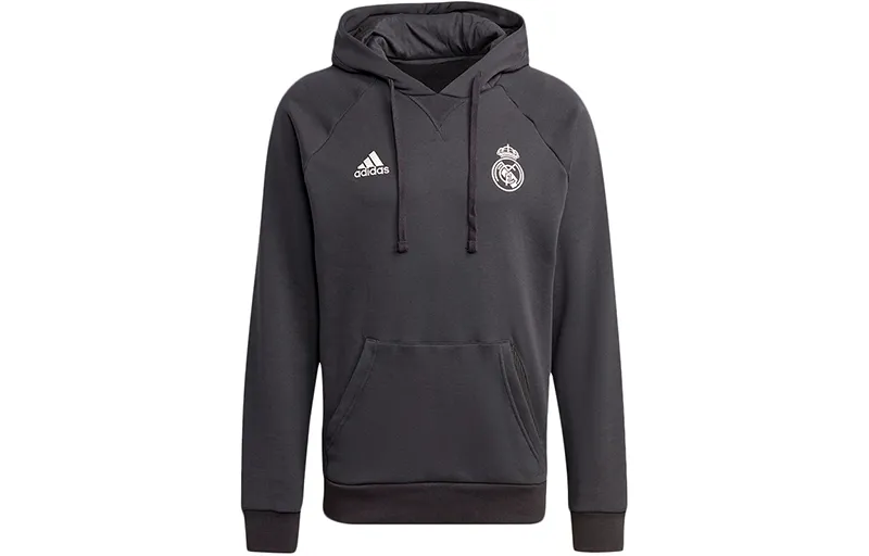 Adidas Real Madrid Sweatshirts Men's Black Hooded Moderate Regular