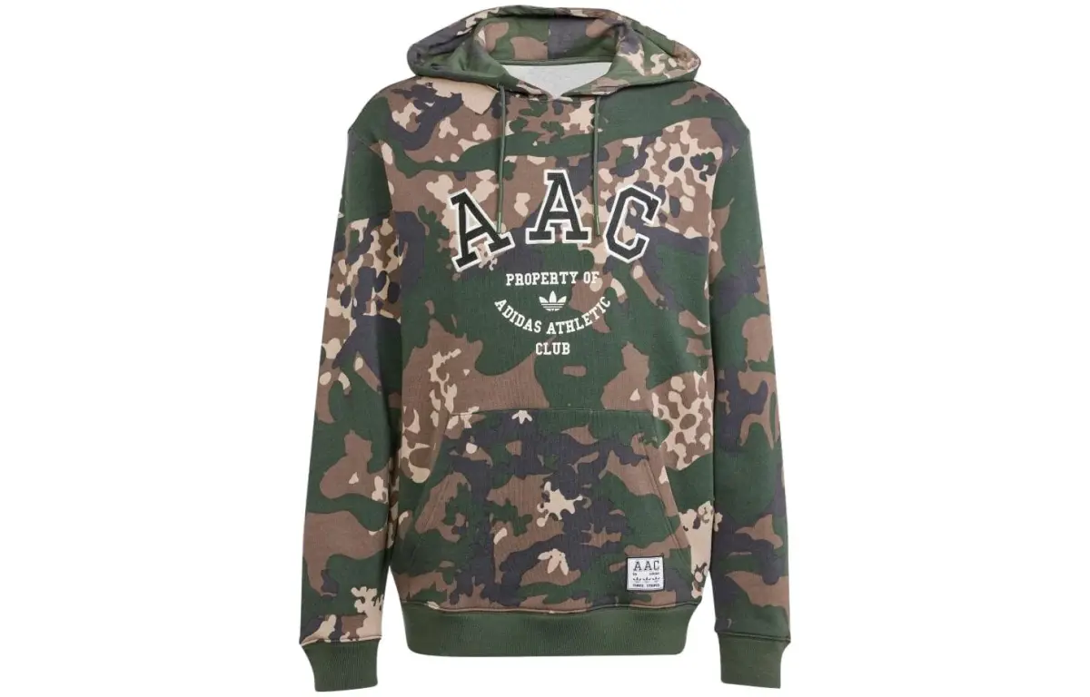 Adidas Sweatshirts Men's Army Green Hooded Moderate Plus Size