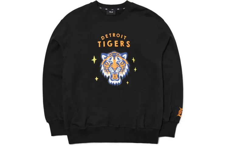 MLB Detroit Tigers Sweatshirts Unisex Black Crew Neck Moderate