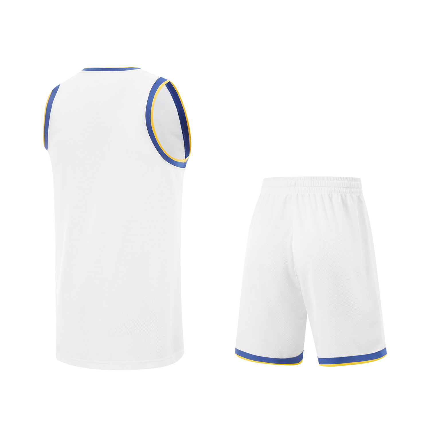 Li Ning Professional Basketball Collection Basketball Suit Men’s Standard White/Blue And Yellow Woven Strap