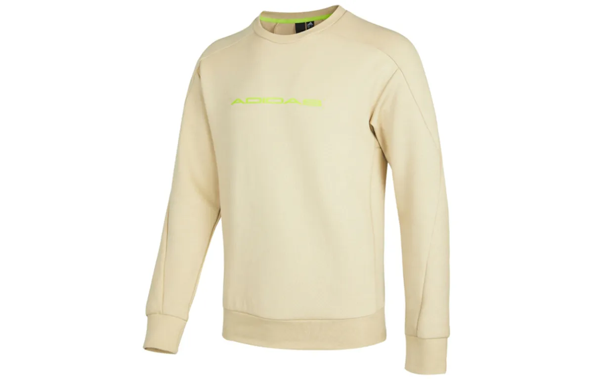 Adidas Sweatshirts Men's Khaki Crew Neck Moderate Straight Fit